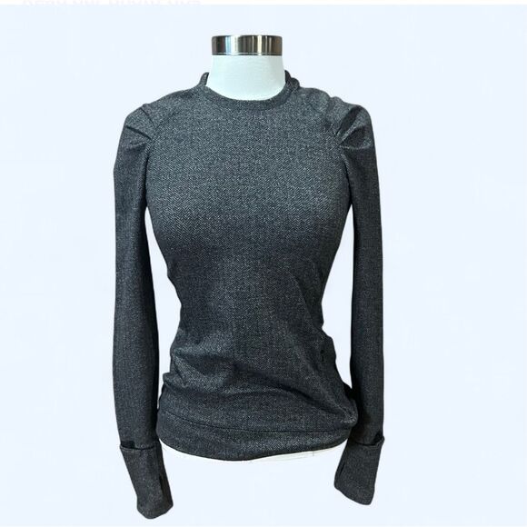 lululemon athletica Tops - Lululemon Size 2 Heather Gray Herringbone Pullover Shirt